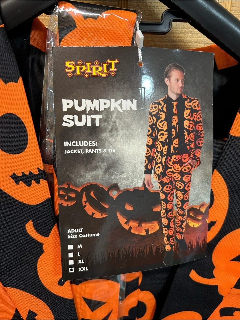 NWT Men’s Spirit Pumpkin Suit in Orange and Black - Jacket, Pants & Tie Size XXL